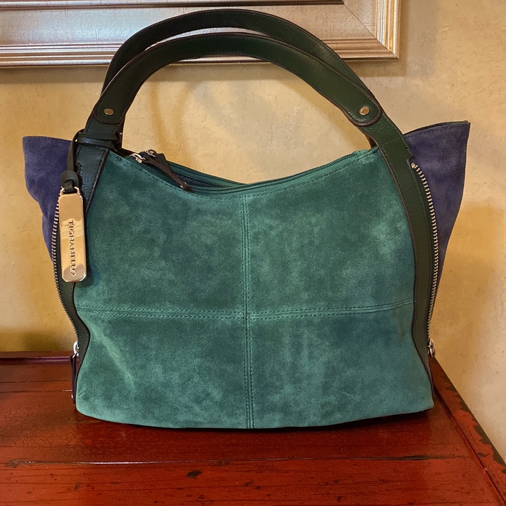 Tignanello Two Tone Genuine Suede Shoulder Bag